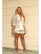 CONJUNTO SHORT ELLIE - BRANCO/LILAS/DOURADO