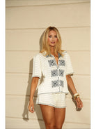 CONJUNTO SHORT KAILANE - BRANCO/ AZUL MARINHO