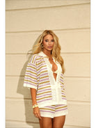 CONJUNTO SHORT ELLIE - BRANCO/LILAS/DOURADO