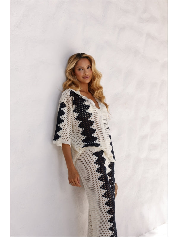 CONJUNTO BICOLOR GLEICE - Off white com preto