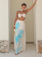 Conjunto Blooming: Saia Longa Floral e Top Tomara Que Caia Concha Elegante