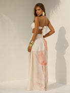 Conjunto Blooming: Saia Longa Floral e Top Tomara Que Caia Concha Elegante