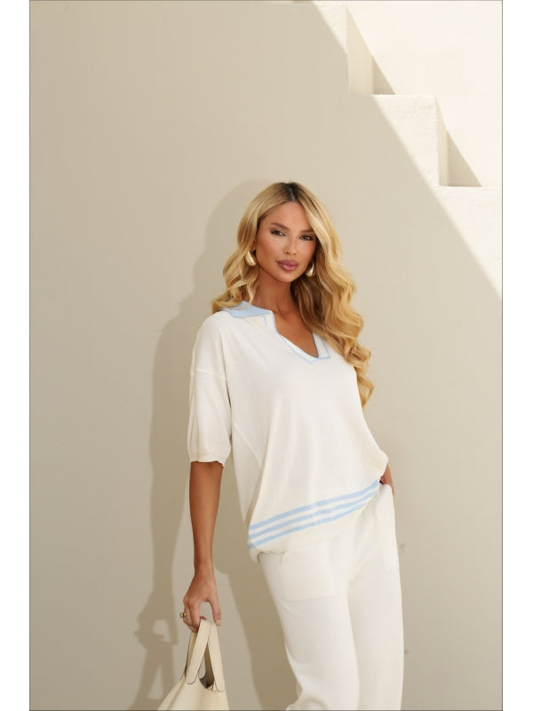 CONJUNTO BERENICE - OFF WHITE/ AZUL BEBE