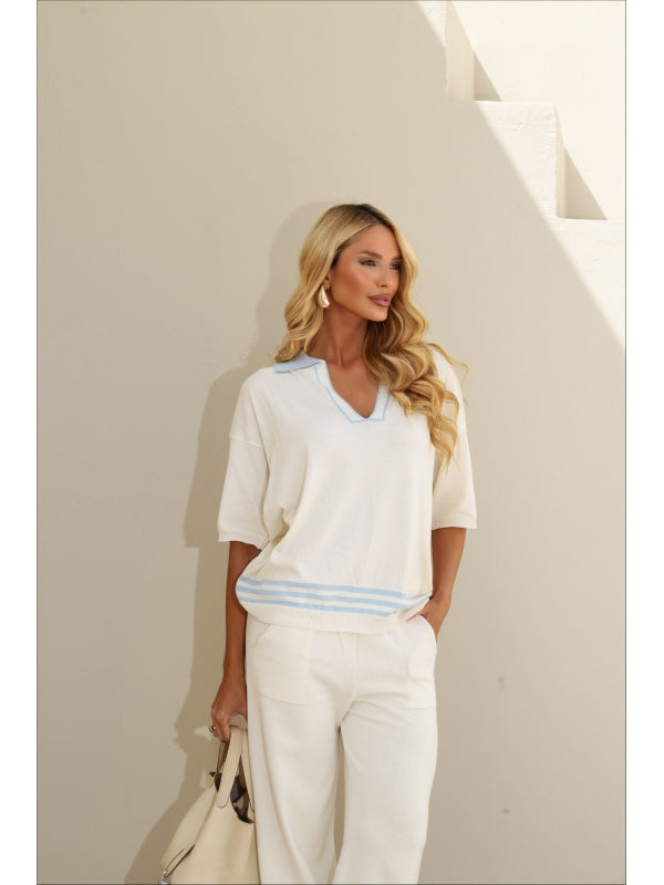 CONJUNTO BERENICE - OFF WHITE/ AZUL BEBE