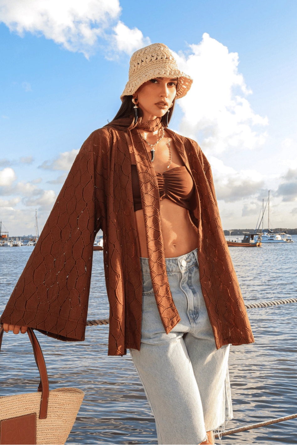 Kimono Selene Marrom - comprar online